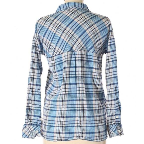 Volcom | blue & white plaid checkered button up shirt xs - Picture 8 of 8